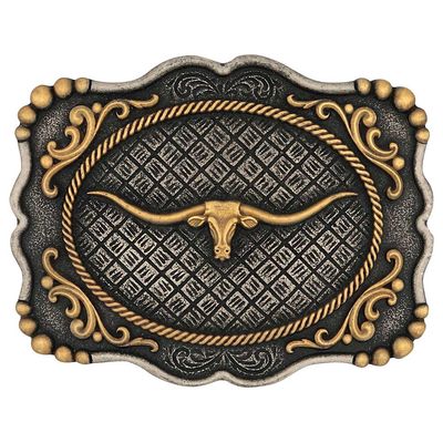 MONTANA ATTITUDE BELT BUCKLE FRAMED LONGHORN