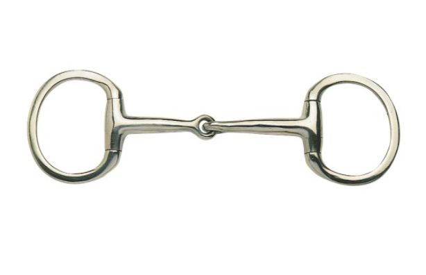 EGGBUTT SNAFFLE BIT W/THIN SOLID MOUTH &amp; FLAT RINGS