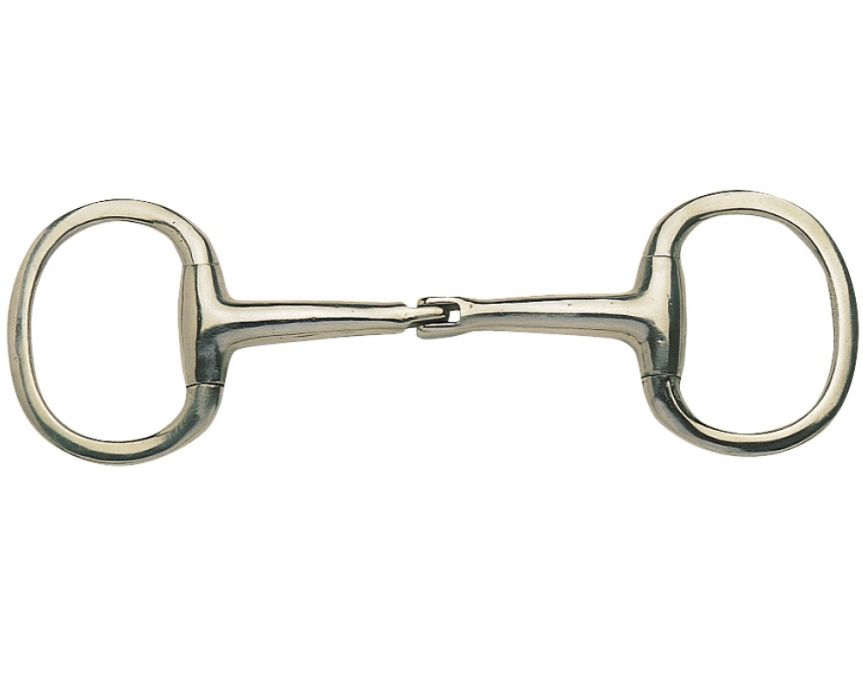 EGGBUTT SNAFFLE BIT W/HINGED MOUTH &amp; FLAT RINGS