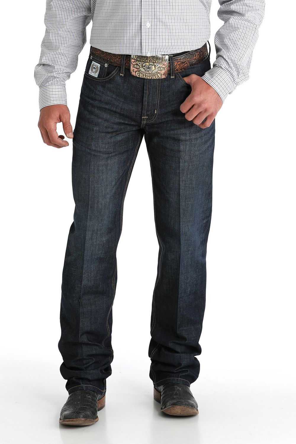 CINCH  RELAXED FIT WHITE LABEL - DARK STONEWASH MB92834057, Leg Length: 36, Size: 27