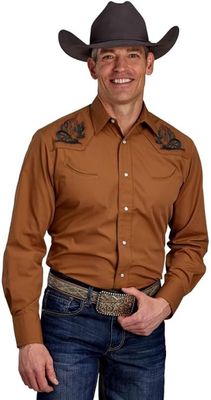 ROPER MENS KARMAN SPECIAL STYLE COLLECTION LS SHIRT SOLID RUST