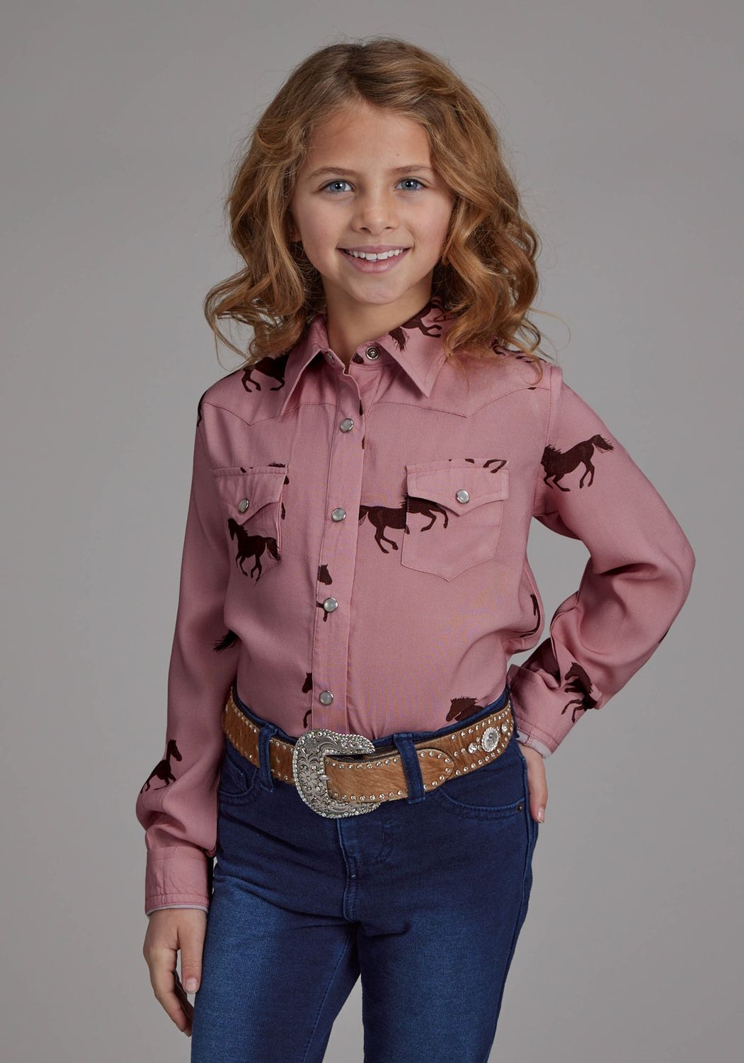 ROPER GIRLS 5 STAR COLLECTION LS SHIRT PINK