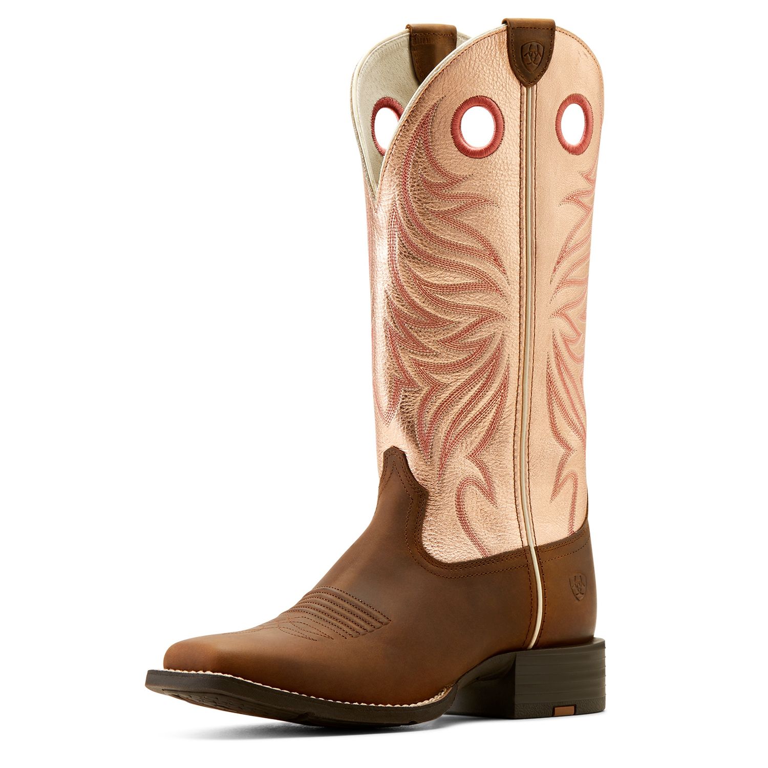 ARIAT WOMENS ROUND UP RYDER DISTRESSED BROWN/GOLDEN PINK