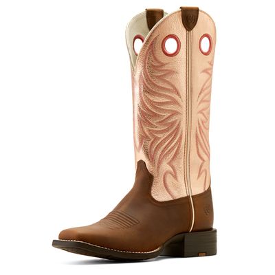 ARIAT WOMENS ROUND UP RYDER DISTRESSED BROWN/GOLDEN PINK