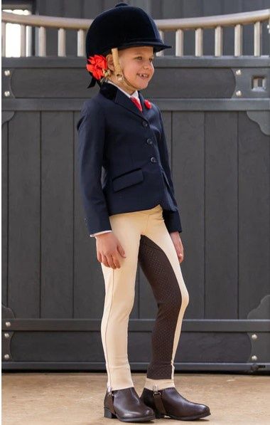 BARE EQUESTRIAN YOUTH TWO TONE COMP TIGHTS STONE/HAVANNAH ., Size: 6-8