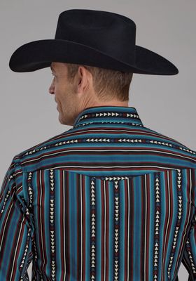 ROPER MENS VINTAGE COLLECTION LS STRIPE BLUE SHIRT