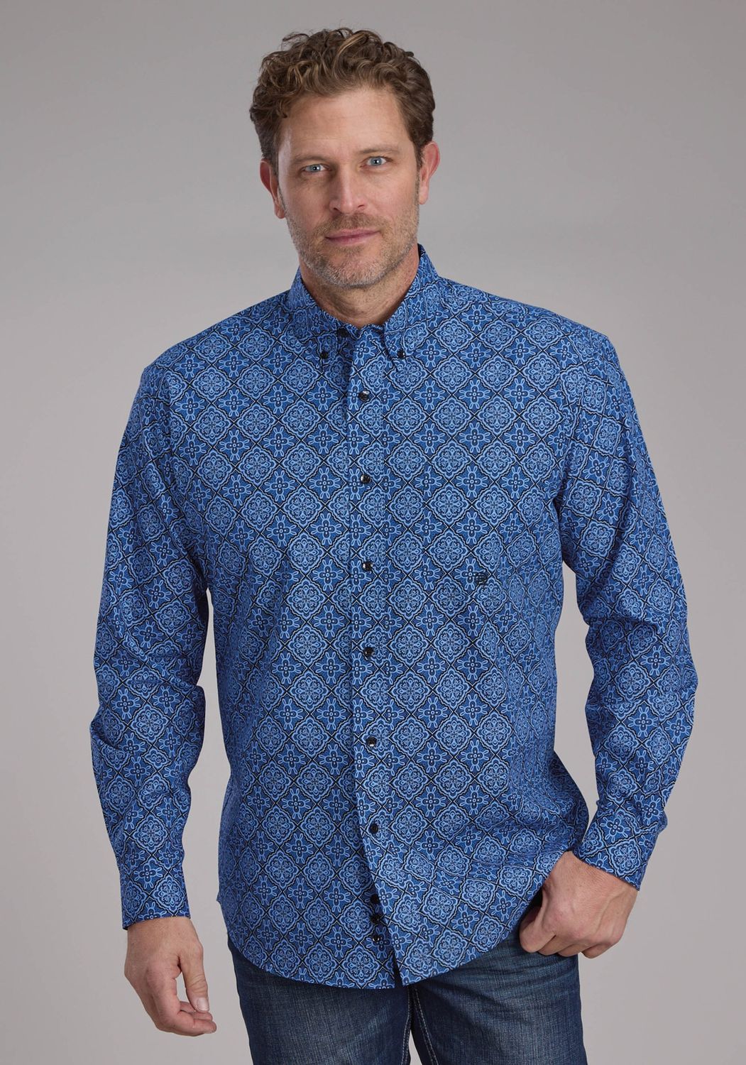 ROPER MENS AMARILLO COLLECTION SHIRT BLUE