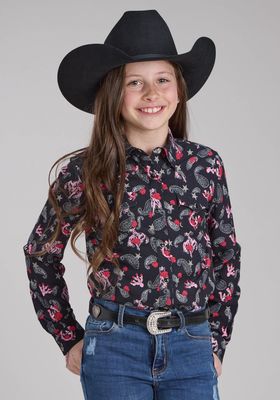 ROPER GIRLS FIVE STAR COLLECTION SHIRT BLACK