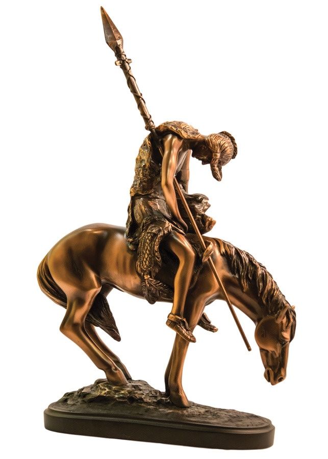 RESTING WARRIOR INDIAN BRONZE STATUE