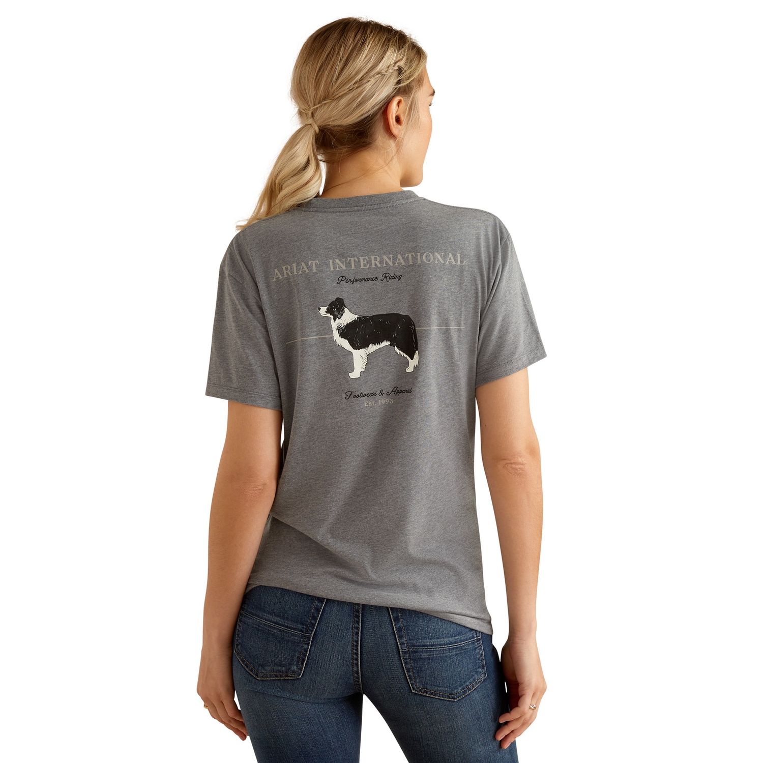 ARIAT WOMENS PAW BADGE SS TEE HEATHER GREY