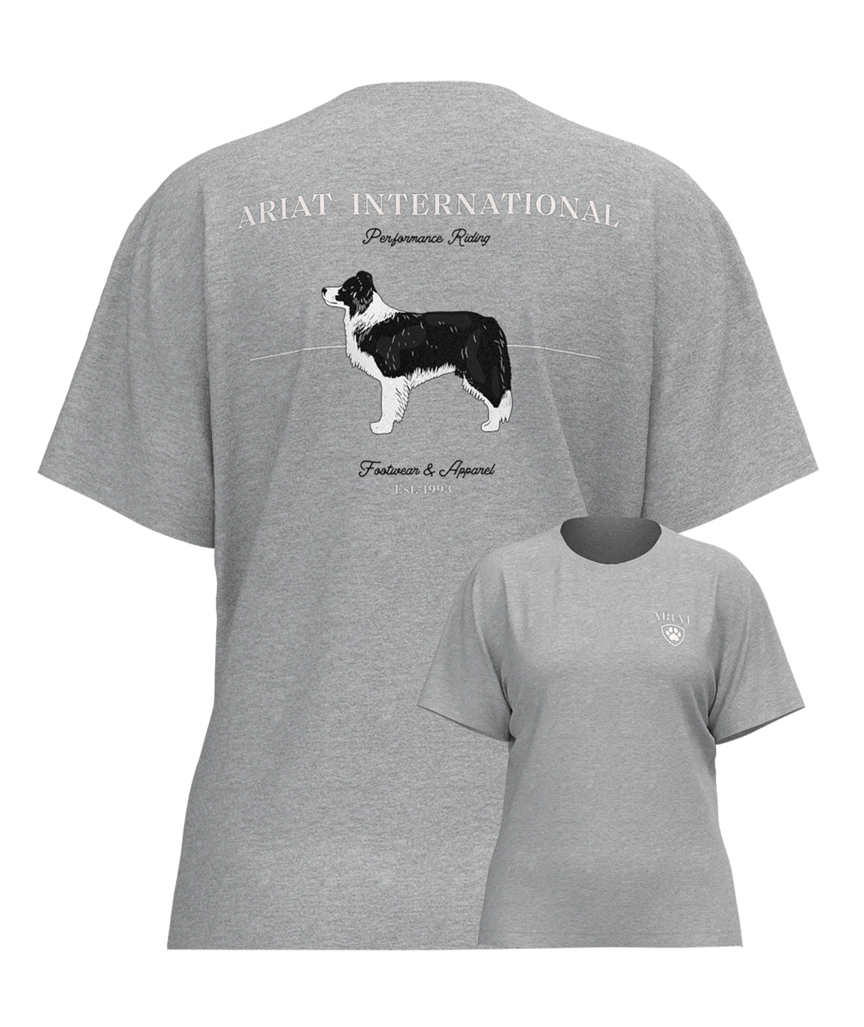 ARIAT WOMENS PAW BADGE SS TEE HEATHER GREY., Size: XS