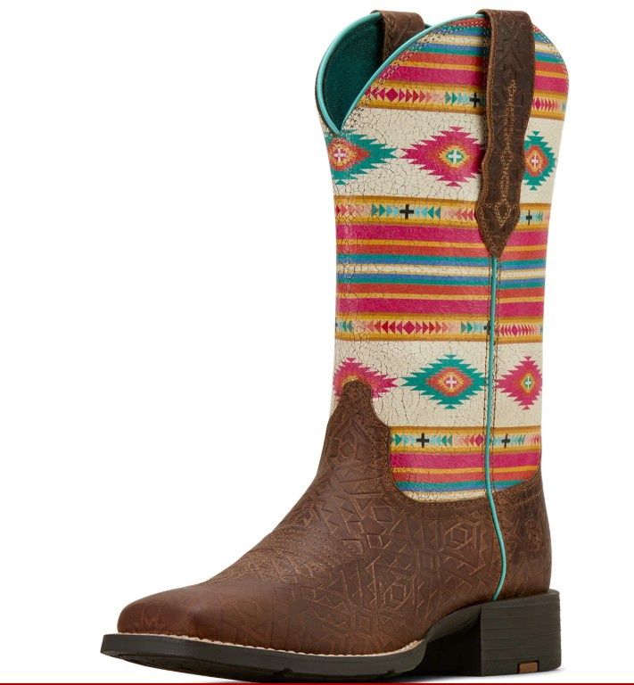 ARIAT WOMENS ROUNDUP WIDE SQUARE TOE BUBBLEGUM SERAPE