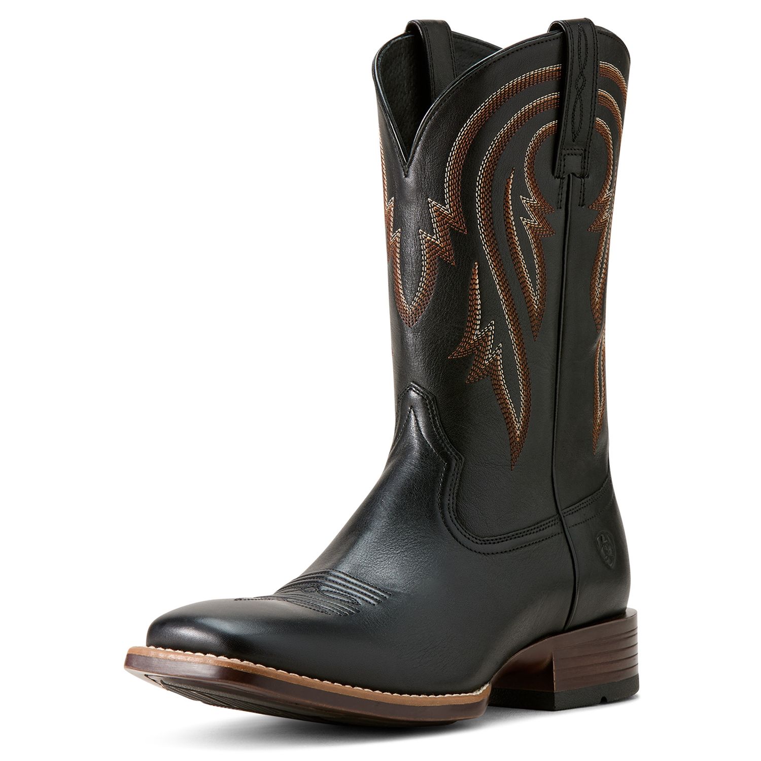 ARIAT WOMENS ROUND UP SQUARE TOE STRETCHFIT BLACK DEERTAN