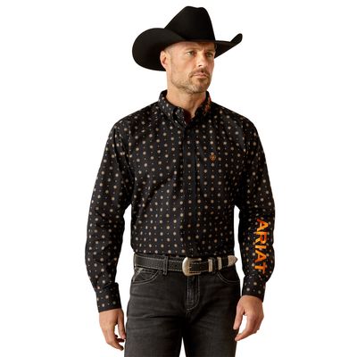 ARIAT MENS TEAM KELVIN LS SHIRT BLACK/DARK GREY