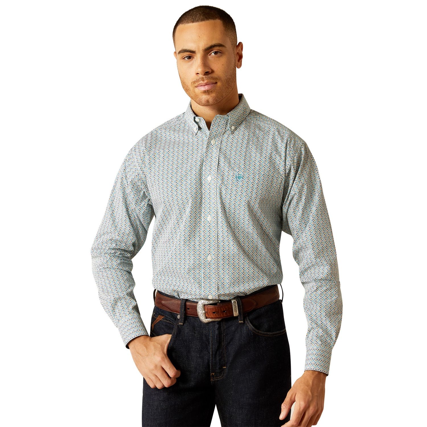 ARIAT MENS WRINKLE FREE GAGE LS SHIRT WHITE