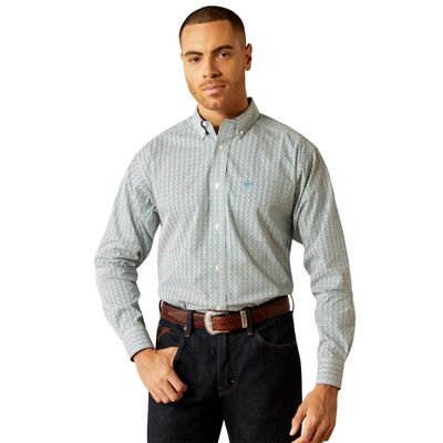 ARIAT MENS WRINKLE FREE GAGE LS SHIRT WHITE