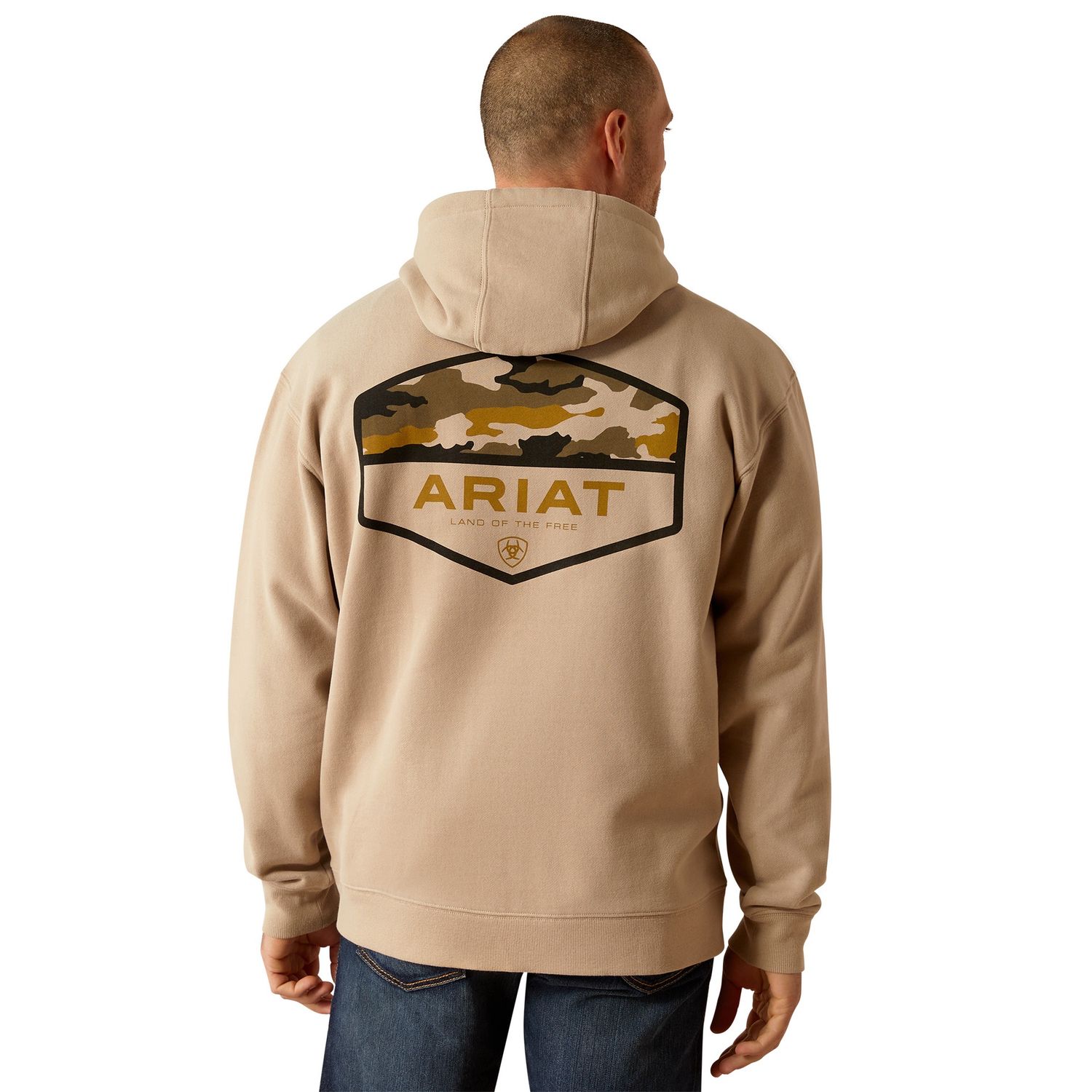 ARIAT MENS CAMO HEX HOODIE BEIGE