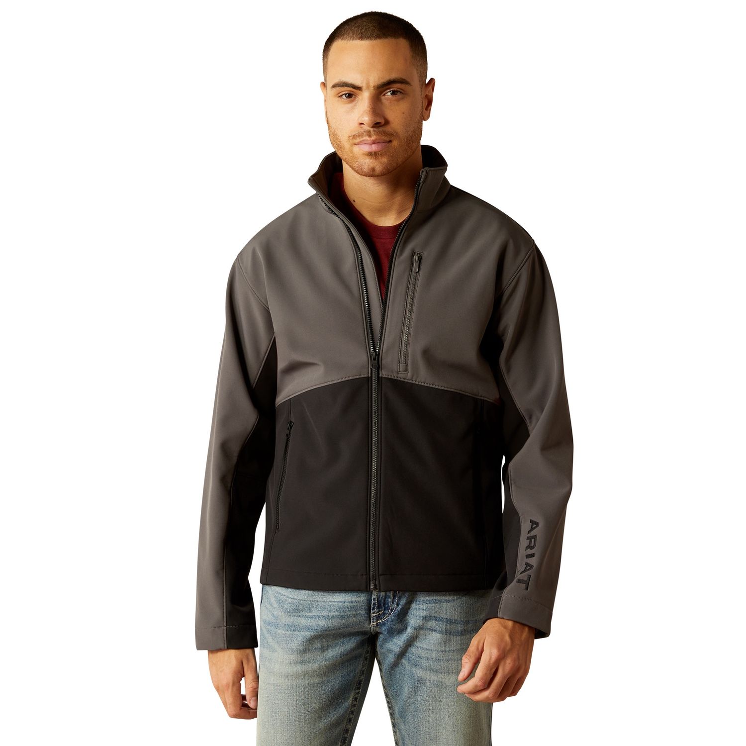 ARIAT MENS LOGAN SOFTSHELL JACKET GREY