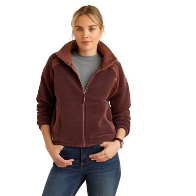 ARIAT WOMENS LAFAYETTE FULL ZIP SWEATSHIRT MARRON