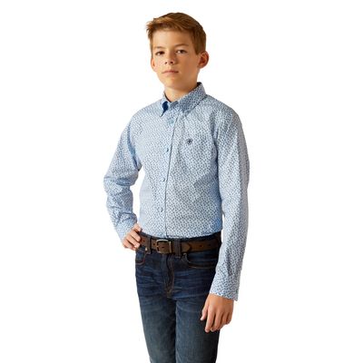 ARIAT BOYS ROWAN LS SHIRT LIGHT BLUE