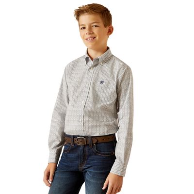 ARIAT BOYS REIGN LS SHIRT WHITE