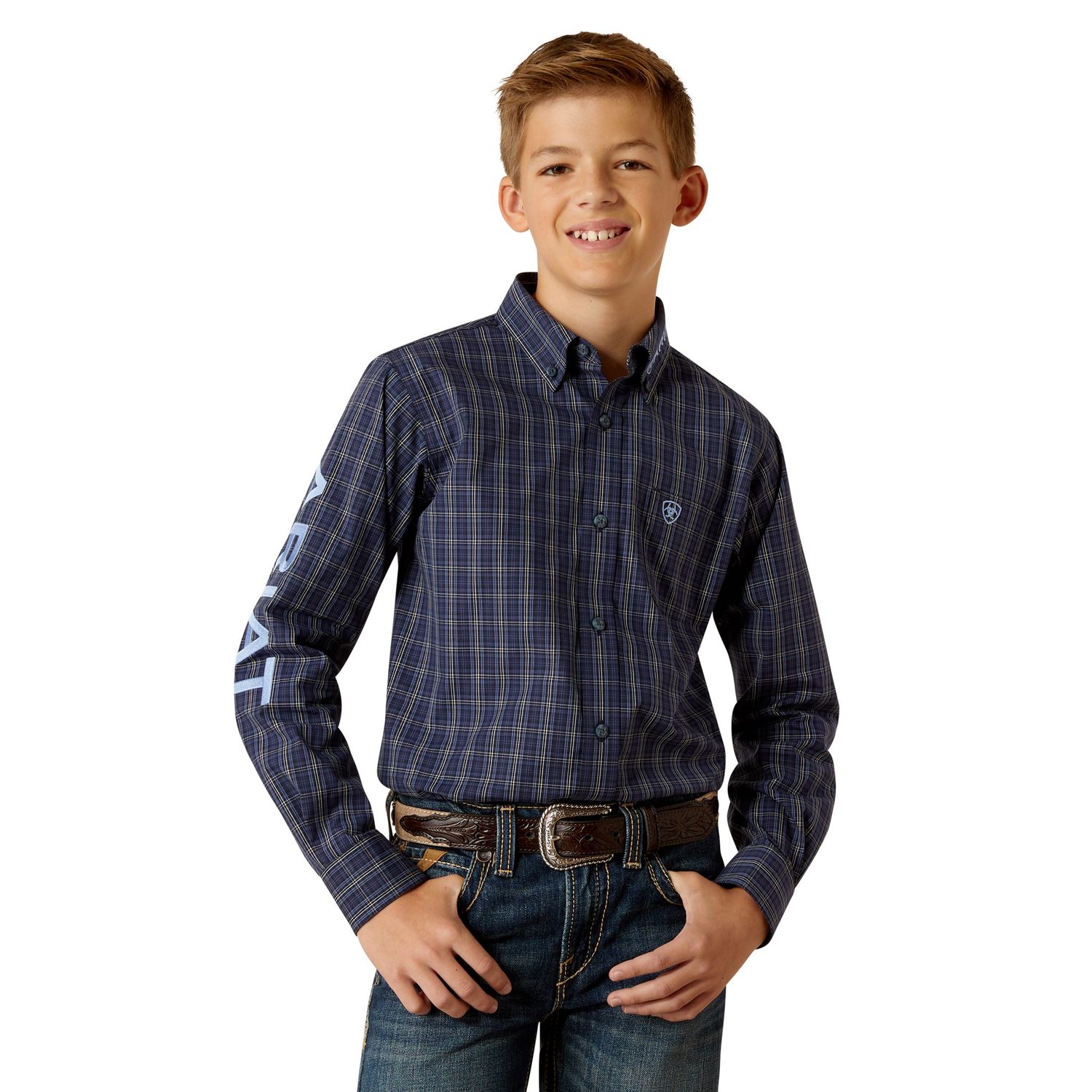 ARIAT BOYS PRO SERIES TEAM KOLT LS SHIRT BLUE