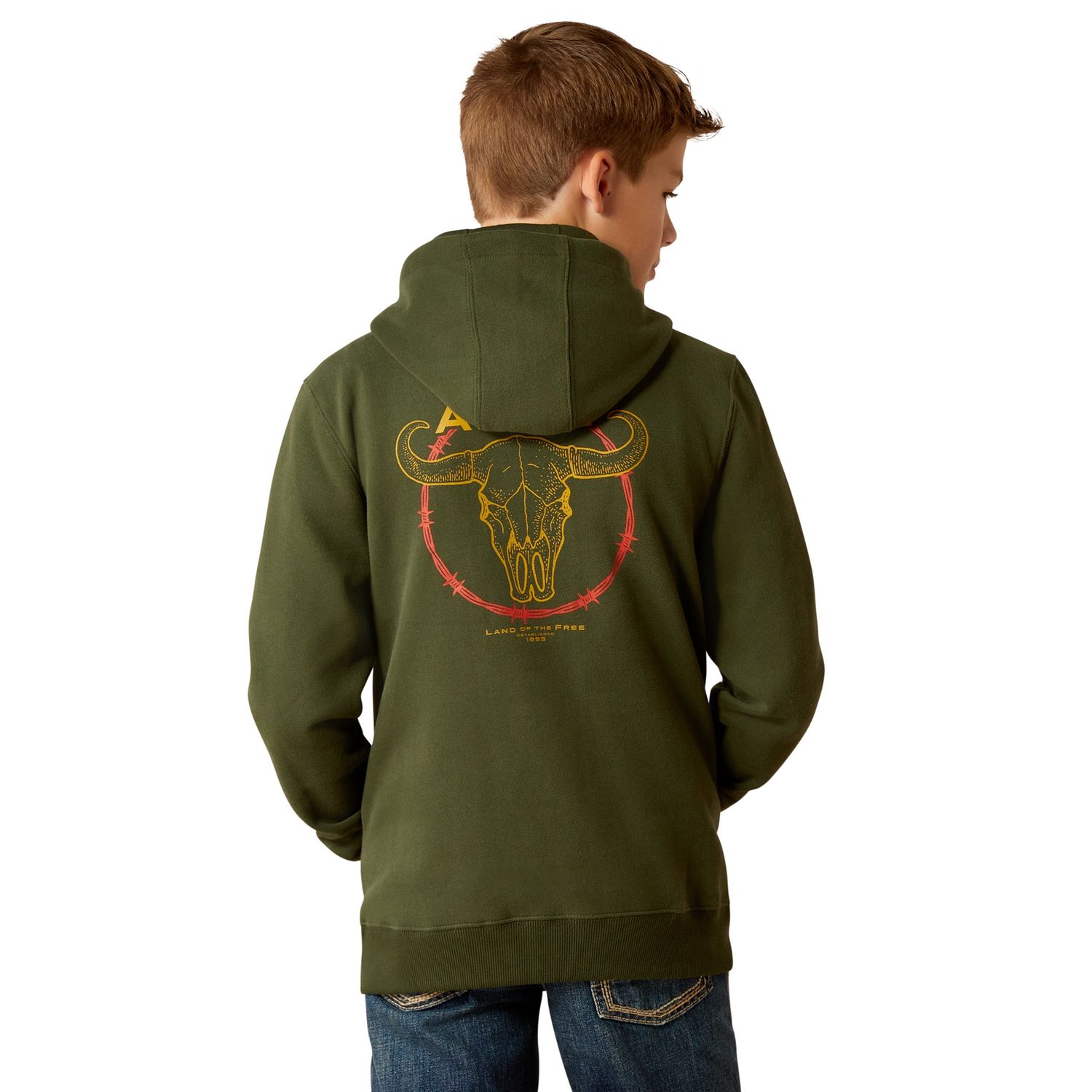 ARIAT BOYS BARBWIRE SKULL HOODIE