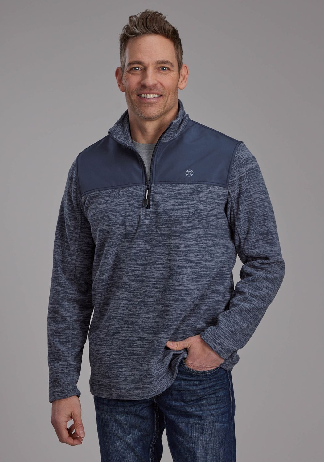 ROPER MENS FLEECE PULLLOVER PRINT BROWN