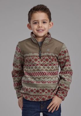 BOYS FLEECE PULLOVER PRINT RED