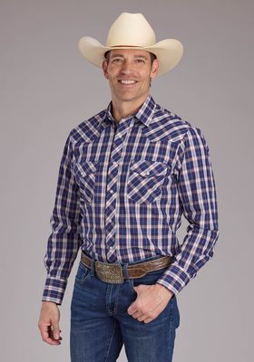 MENS KARMAN CLASSIC COLLECTION 55/45 LS SHIRT PLSID BLUE.