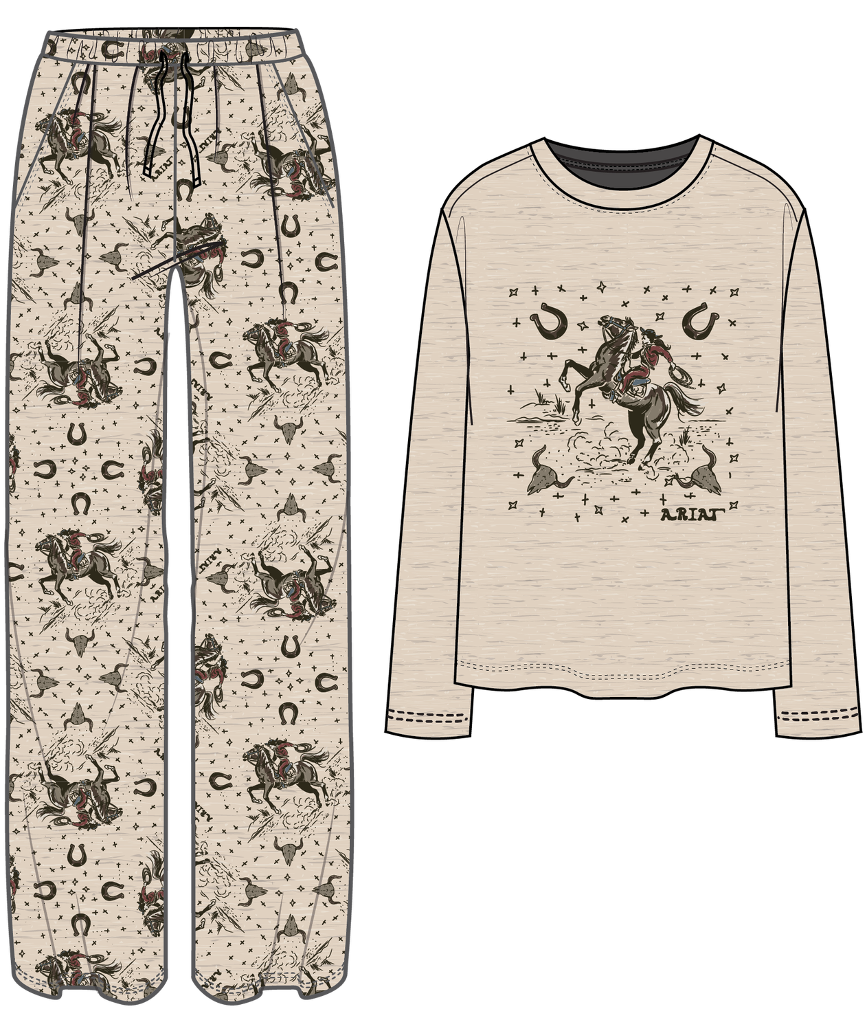 ARIAT WOMENS PAJAMAS, Colour: COWGIRL, Size: XS