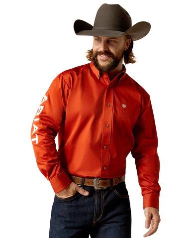 ARIAT MENS TEAM LOGO TWILL LS SHIRT