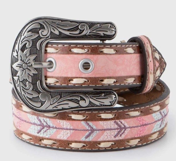 ROPER GIRLS BELT MANMADE LEATHER EMBROIDERED ARROWS