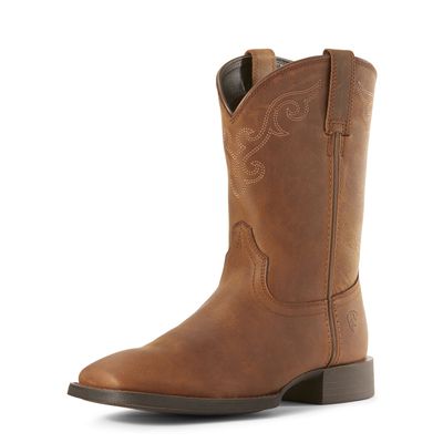 ARIAT WOMENS ROPER WIDE SQUARE TOE DISTRESSED BROWN