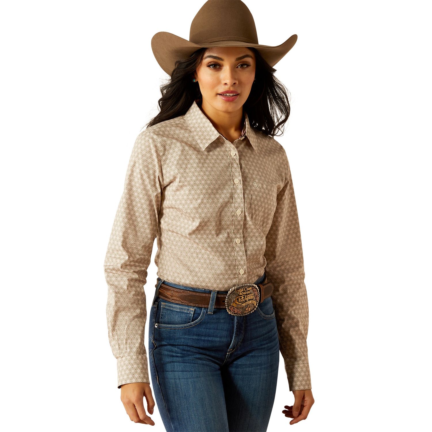 ARIAT WOMENS WRINKLE RESISTANT KIRBY SHIRT CAIDAN SEA SPRAY