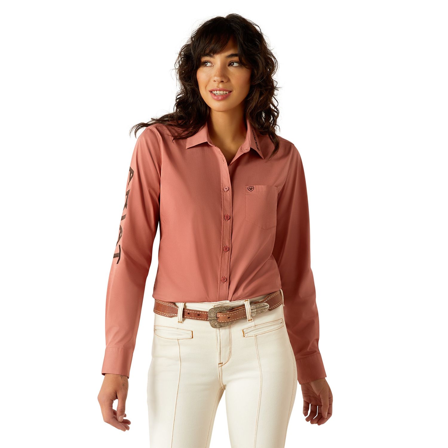 WRINKLE RESIST TEAM KIRBY STRETCH LS SHIRT LIGHT MAHOGANY /MOLE