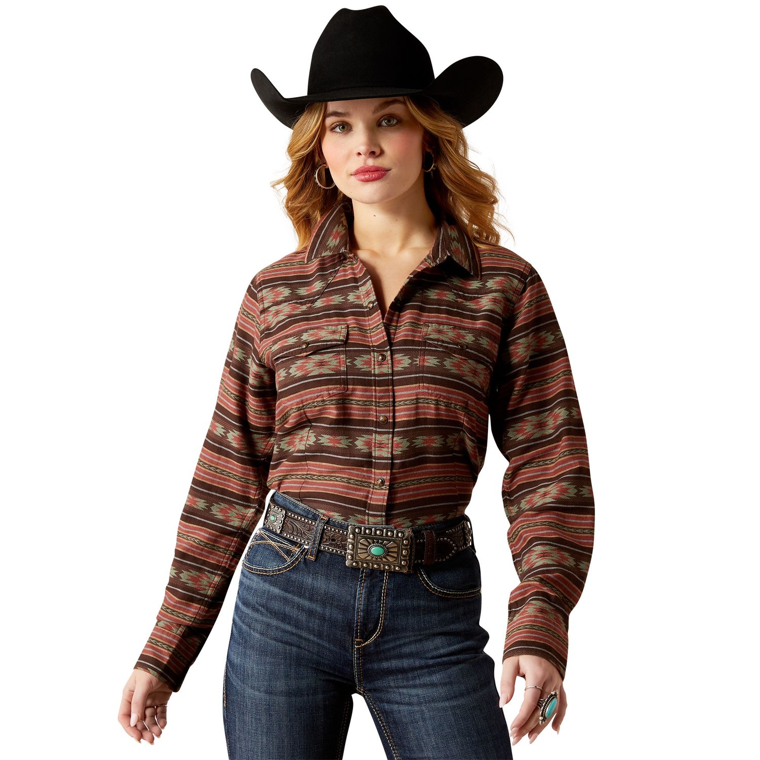 WOMENS EVERYDAY WESTERN LS SHIRT SOFT SILT SERAPE PRINT