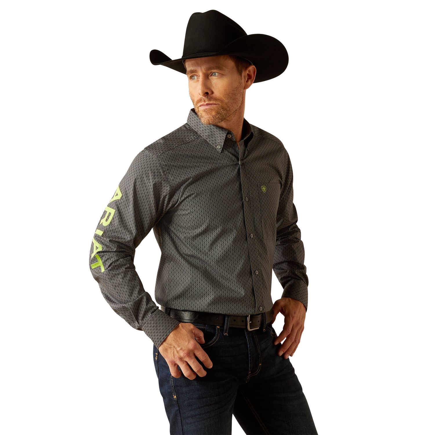 MENS TEAM OBI FITED LS SHIRT DARK GREEN