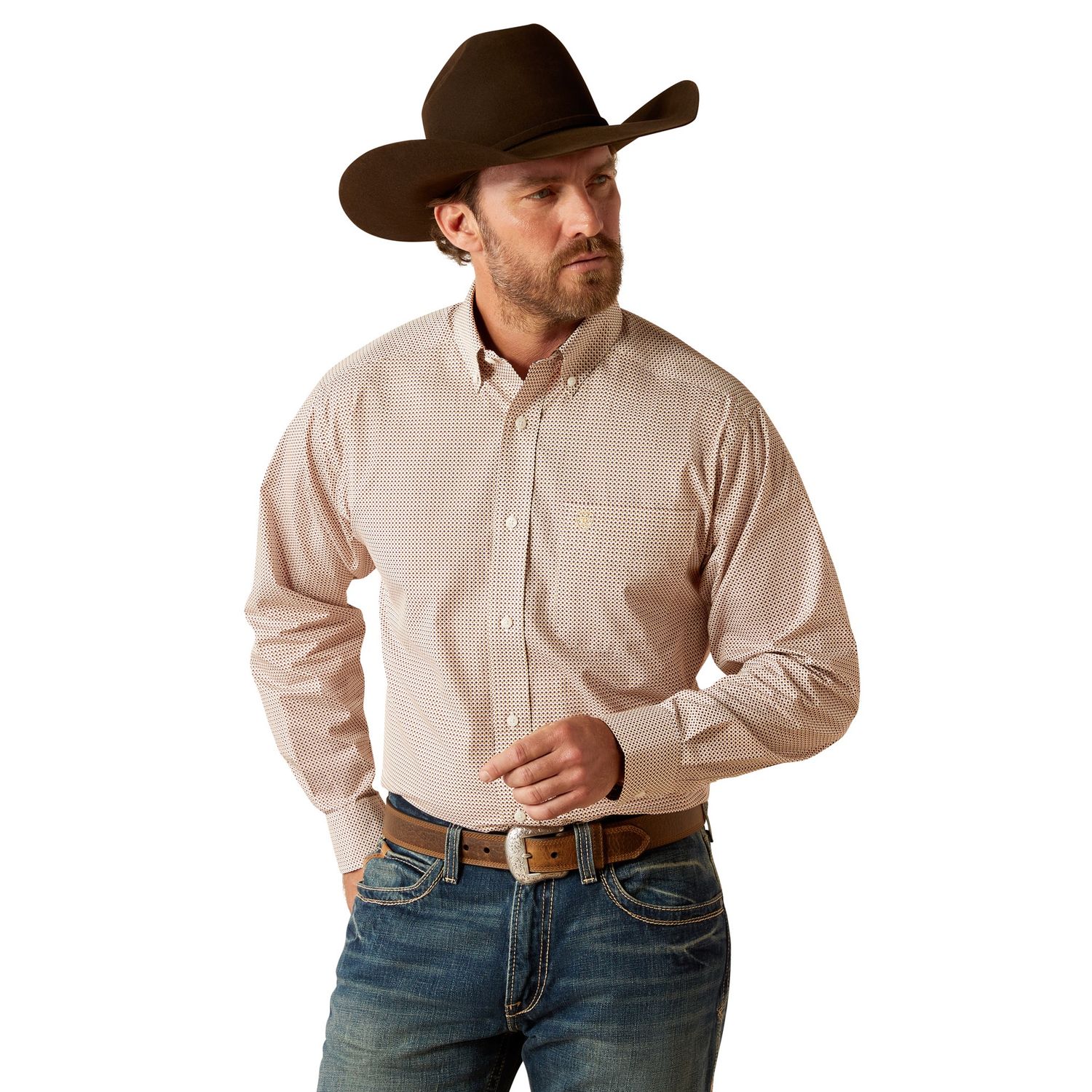 ARIAT MENS WRINKLE FREE IKE LS SHIRT WHITE.