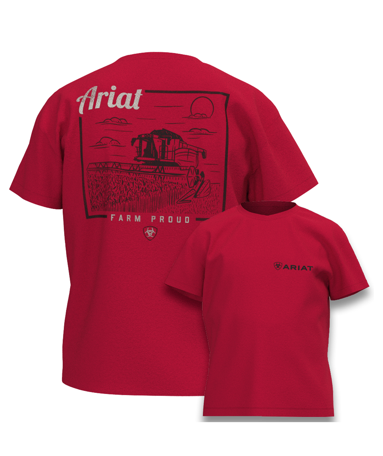 ARIAT BOYS PROUD FARMER SS TEE REDLINE