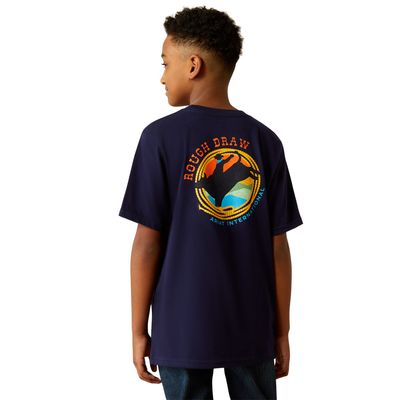 ARIAT BOYS ROUGH DRAW SS TEE CLASSIC BLUE.
