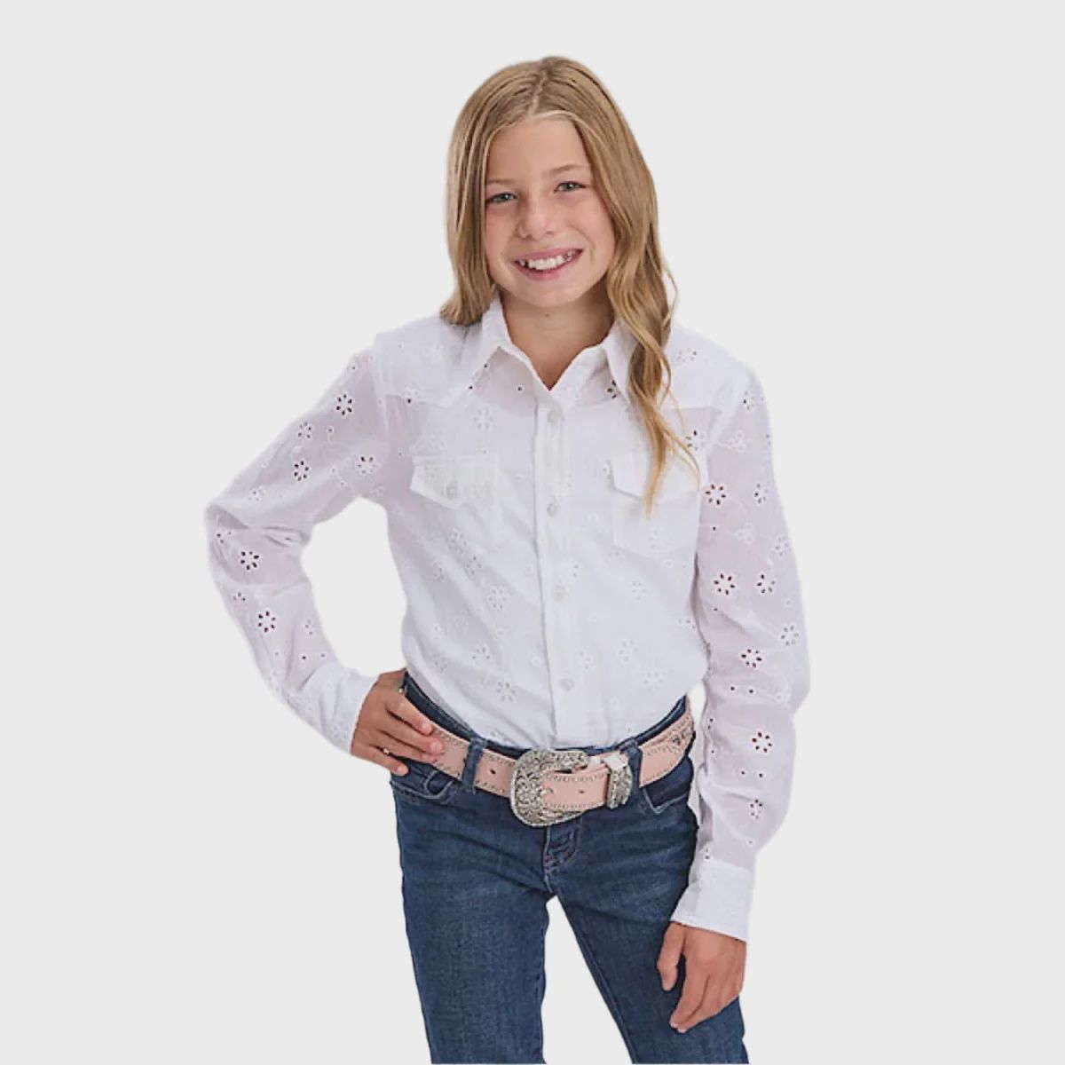 ROPER GIRLS FIVE STAR COLLECTIONS SHIRT SOLID WHITE., Size: XS