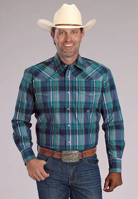 AMARILLO COLLECTION LS SHIRT PLAID BLUE.