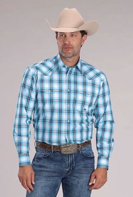 ROPER AMARILLO COLLECTION SHIRT PLAID BLUE.