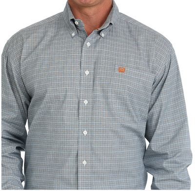 CINCH MENS BLUE PLAID WESTERN SHIRT.