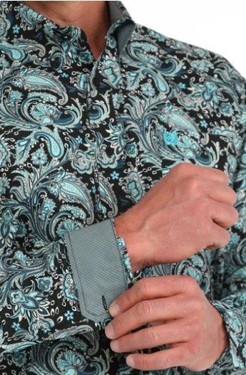 CINCH MENS BLACK PAISLEY SHIRT