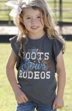 GIRLS BOOTS BOWS AND RODEOS TEE.