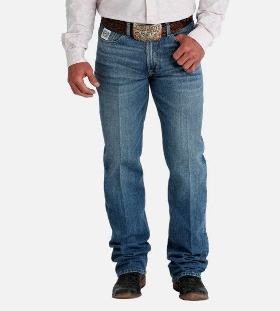 MENS WHITE LABEL STRAIGHT MEDIUM WASH MB92834060, Leg Length: 34, Size: 27