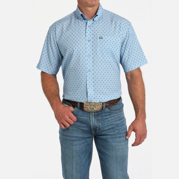 MENS ARENA FLEX LIGHT BLUE SHORT SLEEVE SHIRT