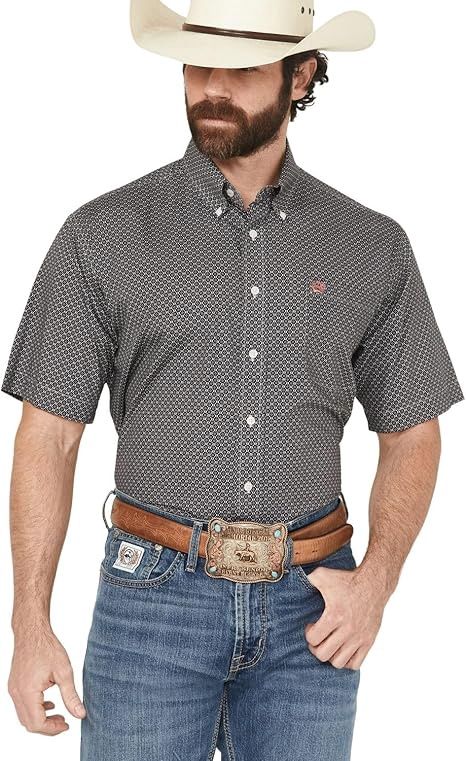 MENS WESTERN SHIRT CIRCLE BUTTONS SHORT SLEEVE